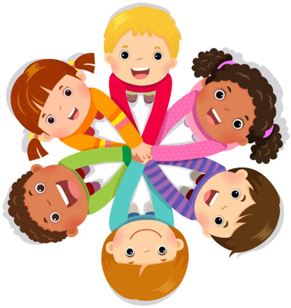 A cartoon of children in a circle holding hands